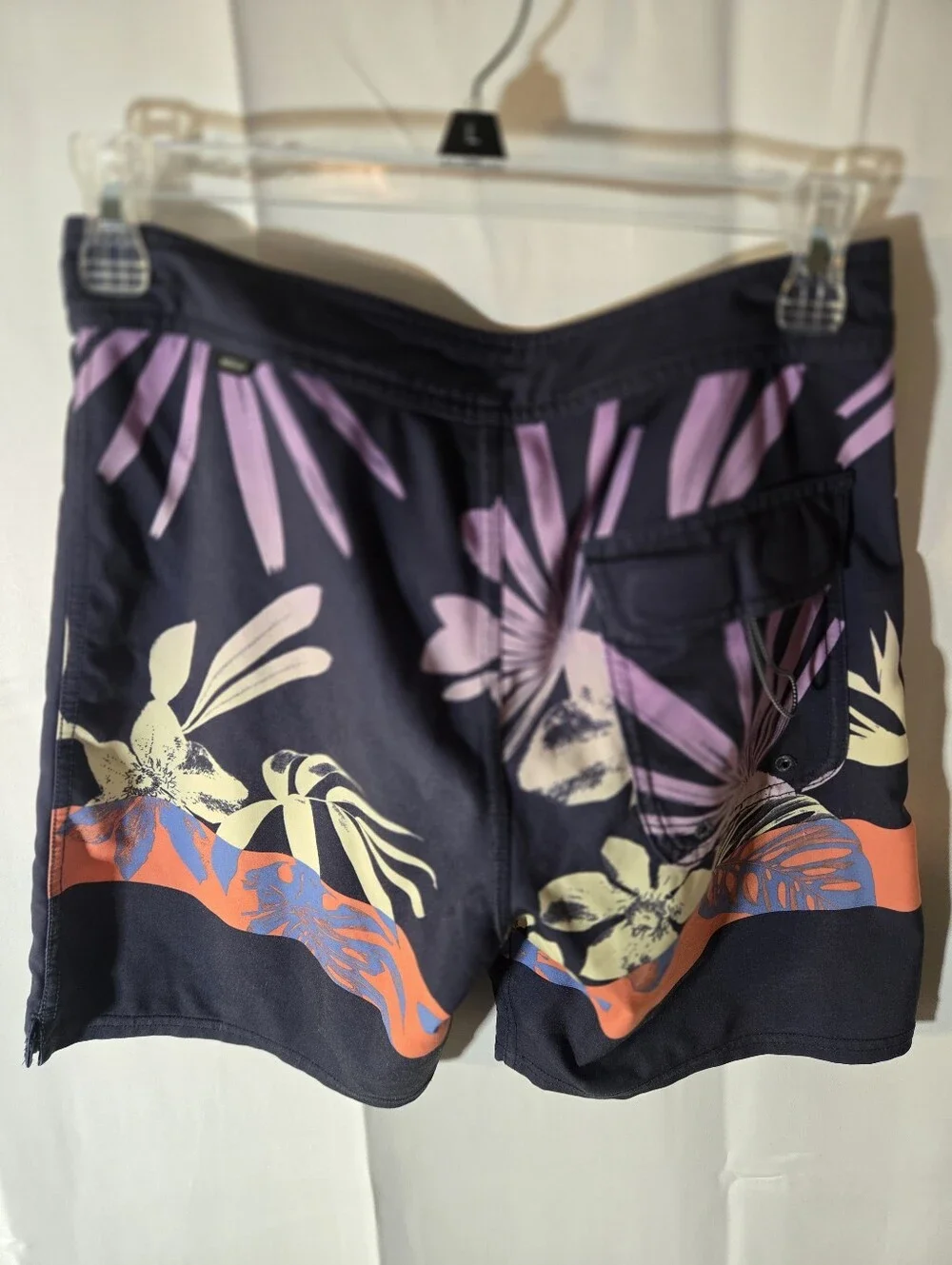 Rip Curl Navy Swim Shorts with Purple & Orange Floral Accents
